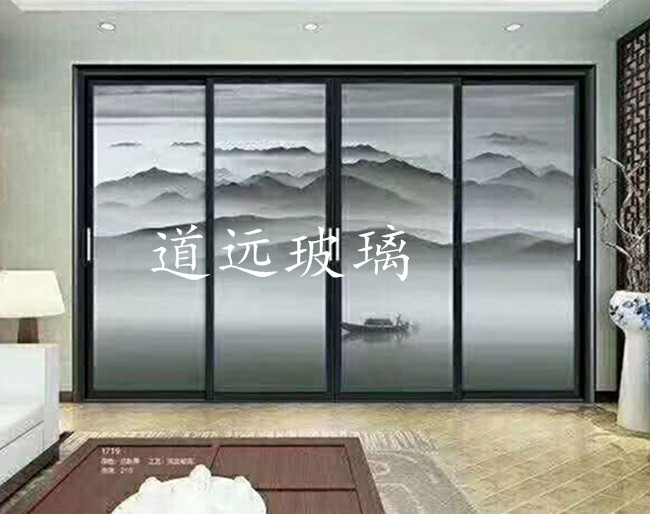 夾絲山水畫玻璃017